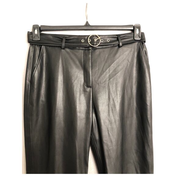 Tahari Faux Leather Belted Pant Women's Size 12 Slim Black NEW - Picture 2 of 6